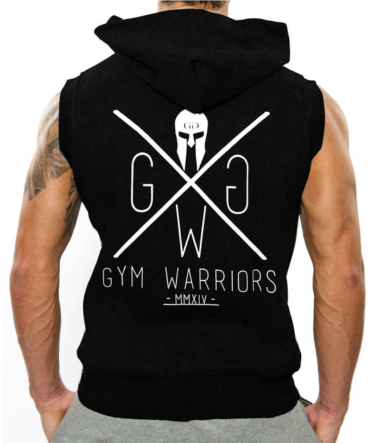 Ärmelloser Gym Hoodie - Schwarz