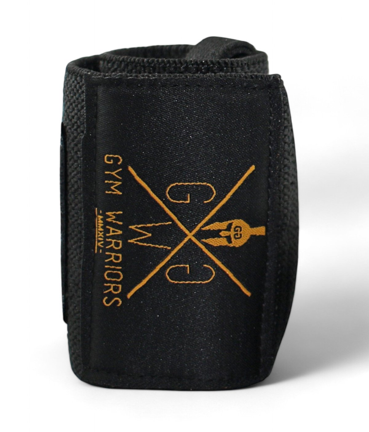 Aufgerollte Bandage mit goldenem Emblem in Nahaufnahme