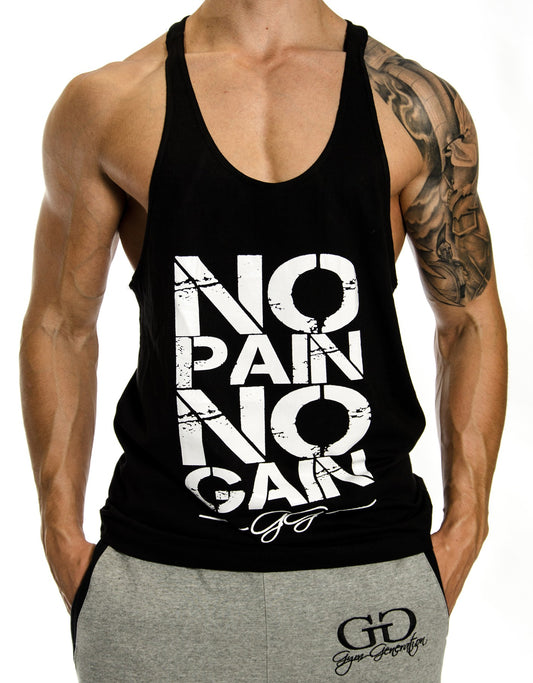 Stringer Tank Top No Pain No Gain - Schwarz