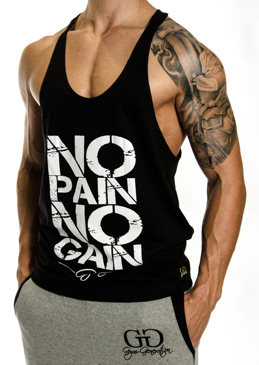 Stringer Tank Top No Pain No Gain - Schwarz