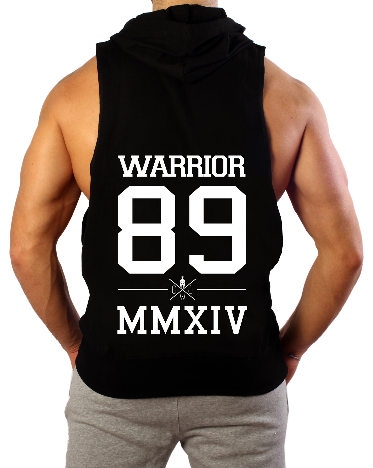 Kapuzen Tank Top "Warrior 89" - Schwarz