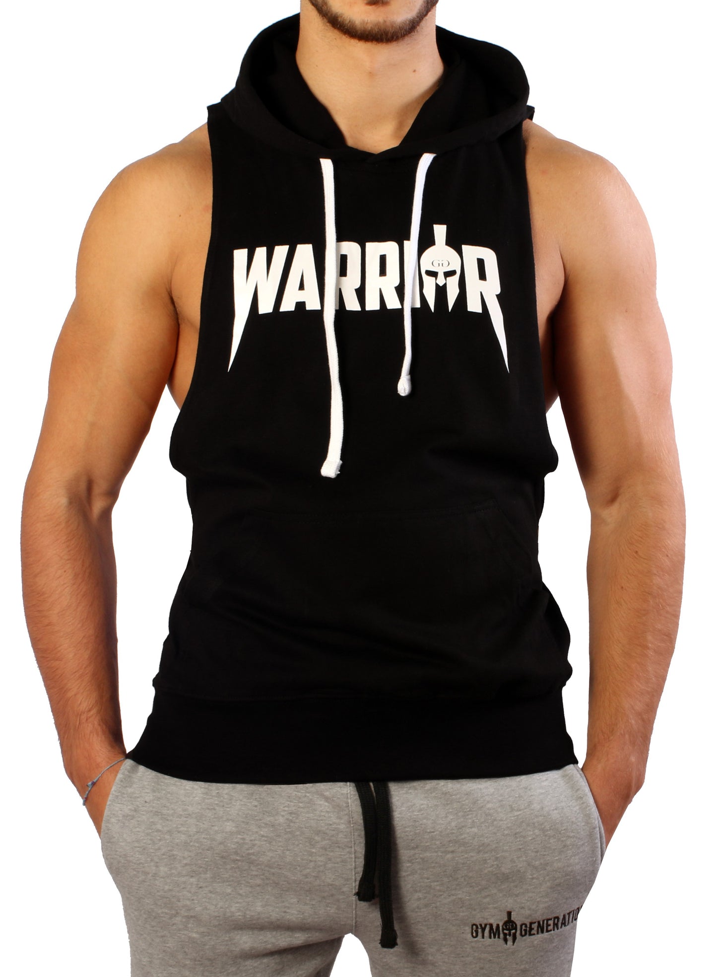 Kapuzen Tank Top "Warrior" - Schwarz