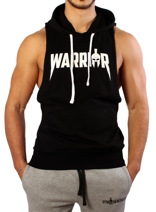 Camiseta sin mangas con capucha "Warrior" - Negro