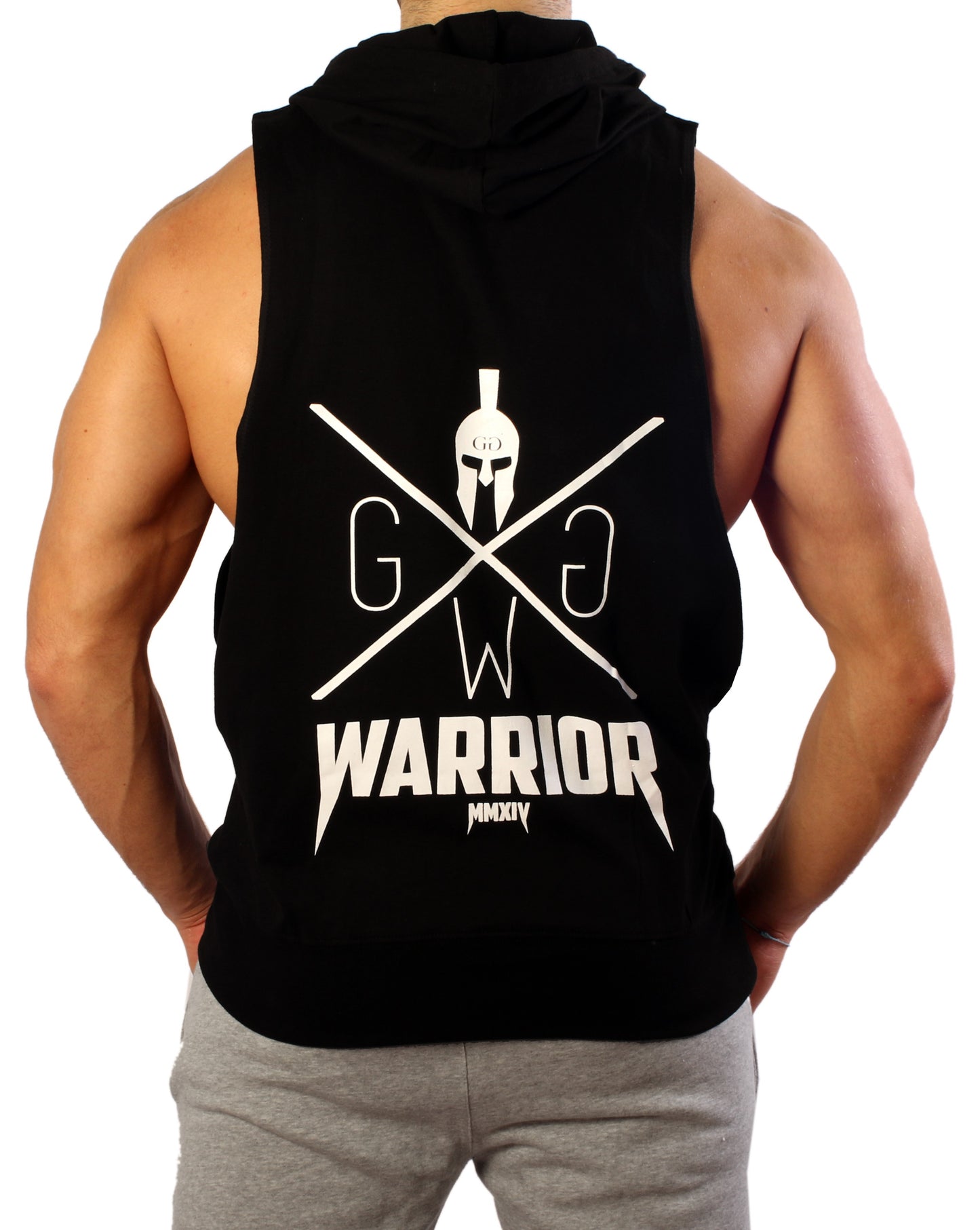Camiseta sin mangas con capucha "Warrior" - Negro