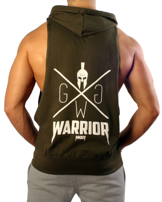 Camiseta sin mangas con capucha "Warrior" - Oliva