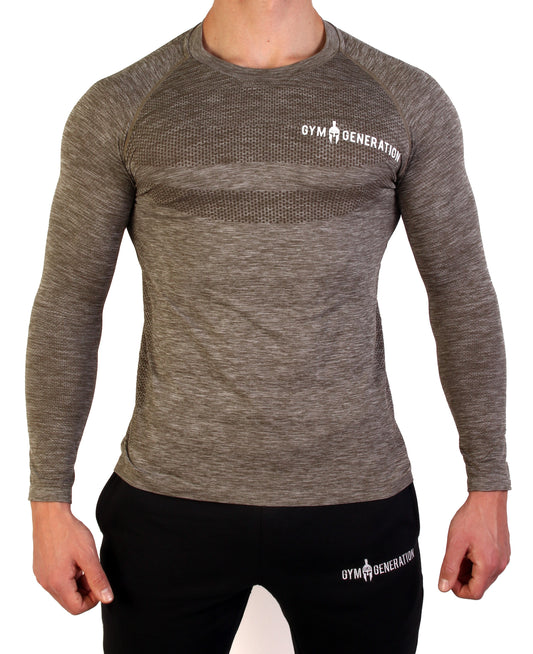 Seamless Langarm Sport Shirt - Olive