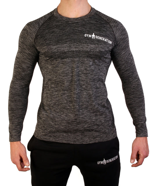Seamless Langarm Sport Shirt - Dunkelgrau