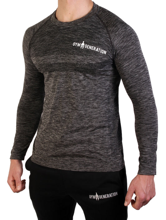 Seamless Langarm Sport Shirt - Dunkelgrau