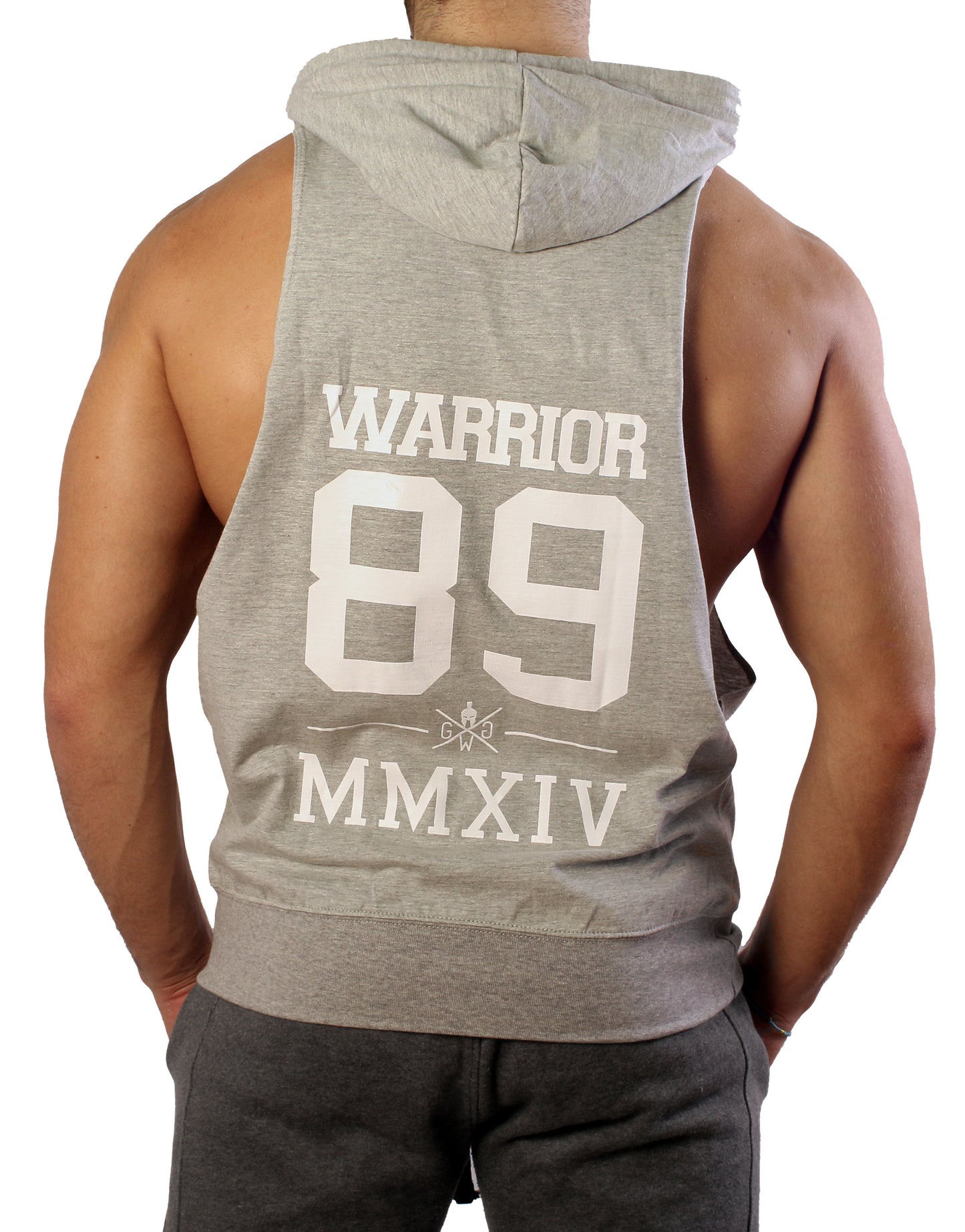 Kapuzen Tank Top "Warrior 89" - Grau
