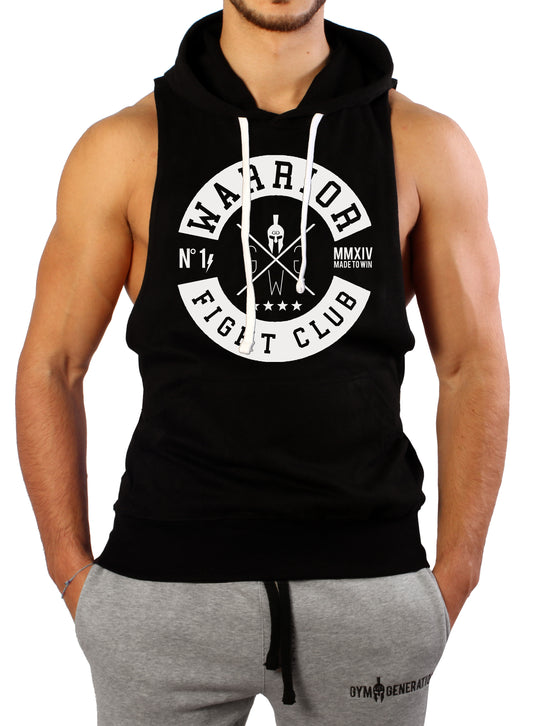 Camiseta sin mangas con capucha "Fight Club" - Negro