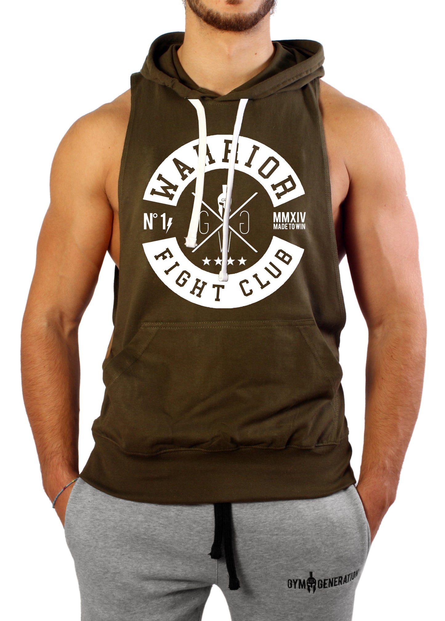 Kapuzen Tank Top "Fight Club" - Olive