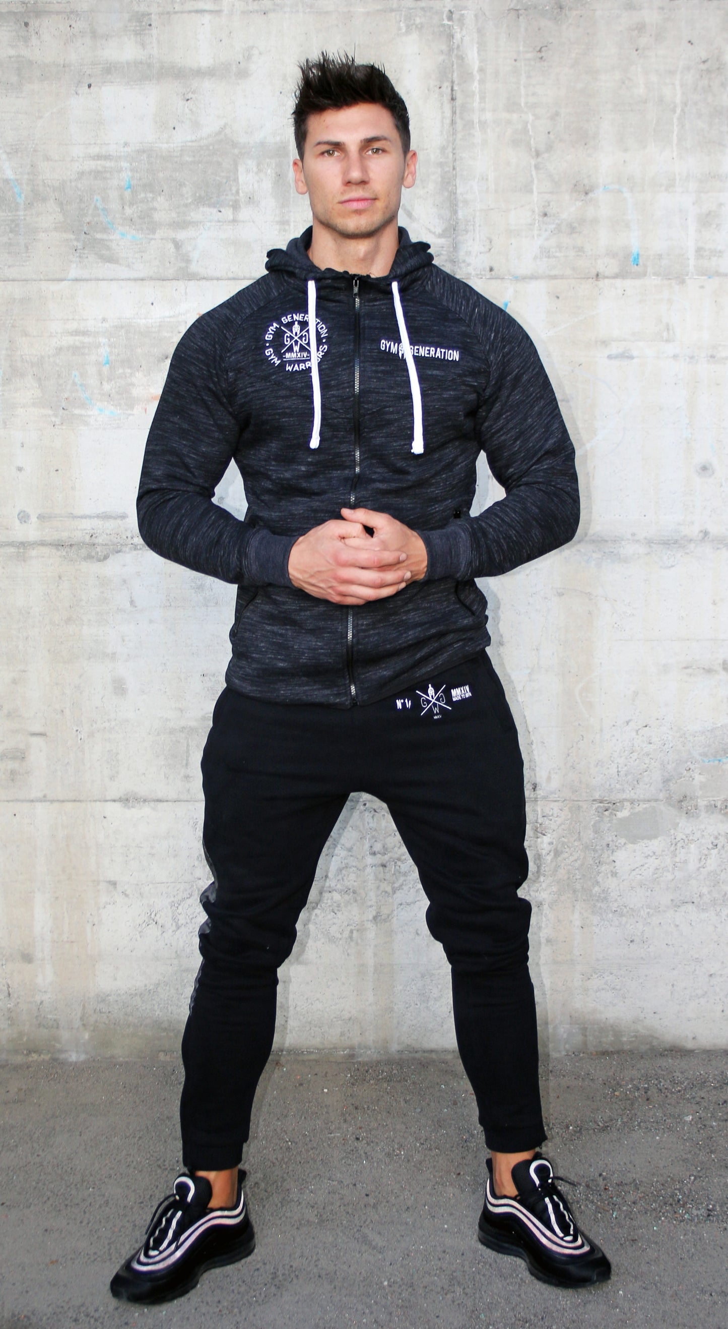 Gym Hoodie mit Reissverschluss - Dunkelgrau
