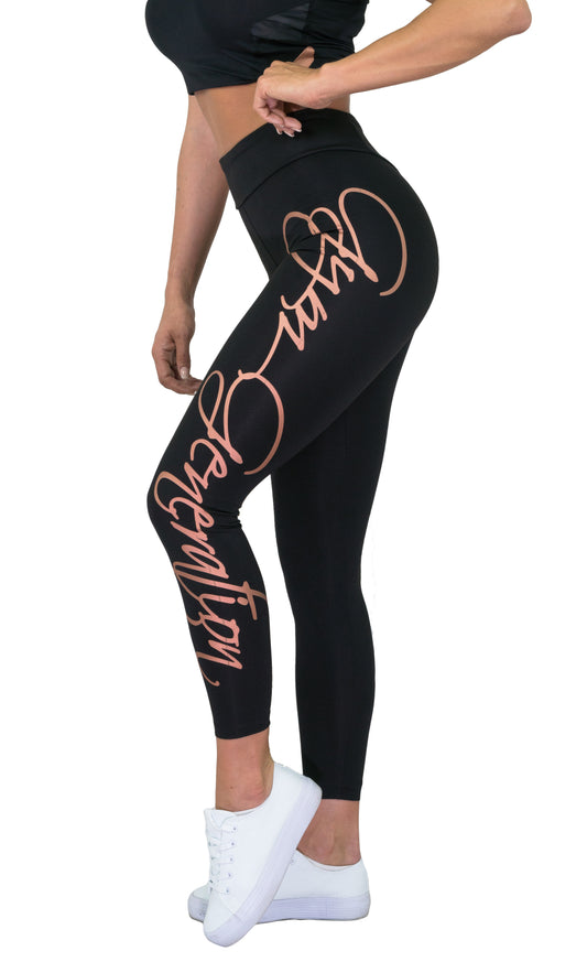 Fitness Leggings Rose Gold - Schwarz
