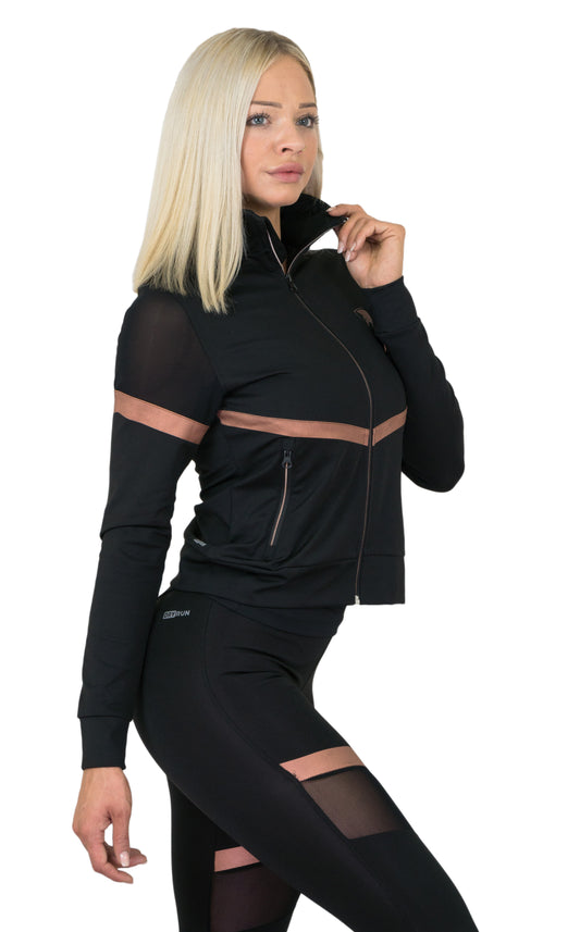 Damen Sportjacke mit Mesh - Schwarz