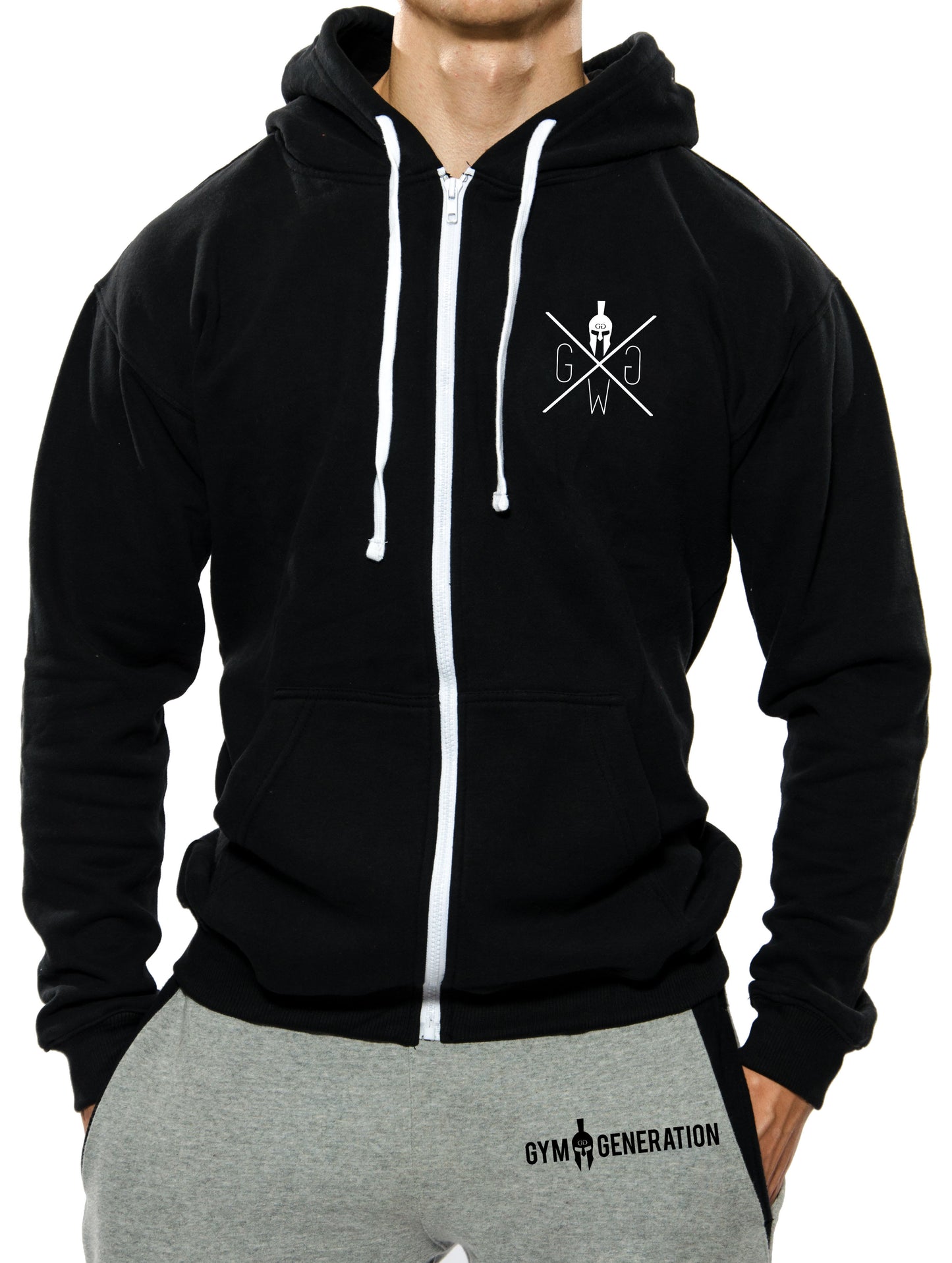 Hoodie mit Reissverschluss Gym Warriors - Schwarz