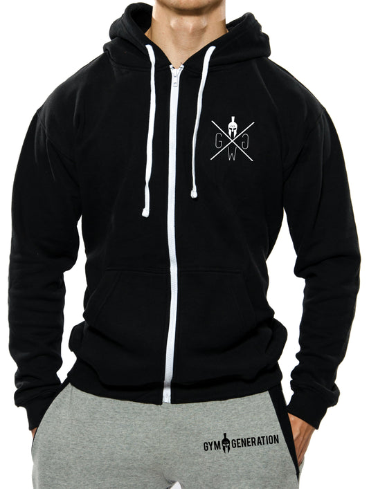 Hoodie mit Reissverschluss Gym Warriors - Schwarz
