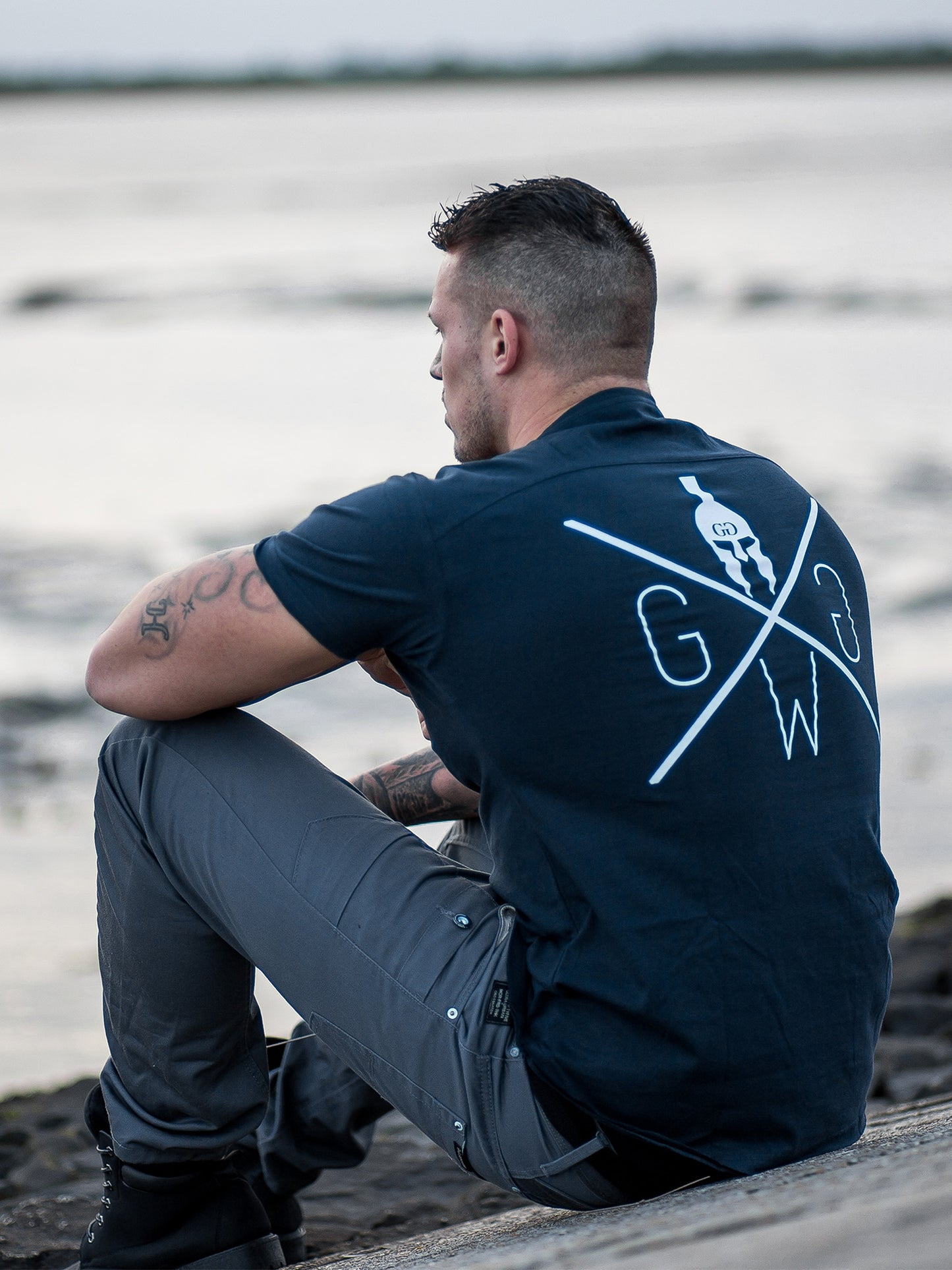 Gym T-Shirt Warrior - Navy Blau