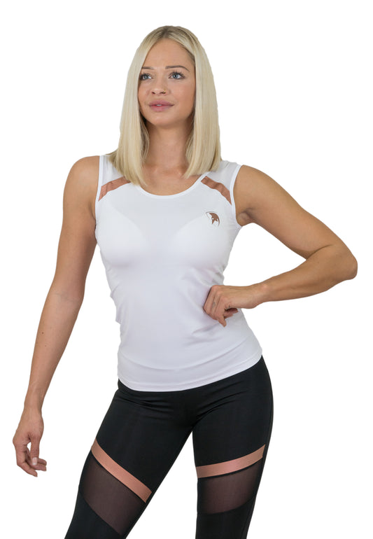 Damen Fitness Top mit Mesh - Weiss