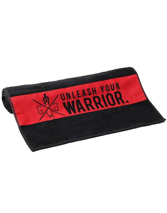 Sporthandtuch - schwarz mit rotem Band