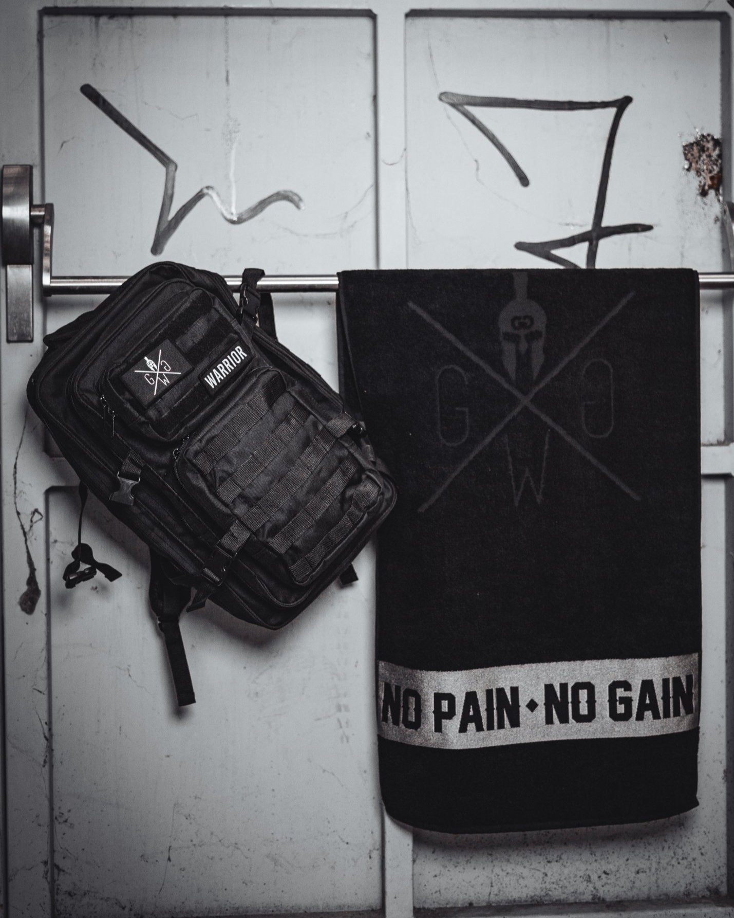 Gym Rucksack mit Patches - Schwarz
