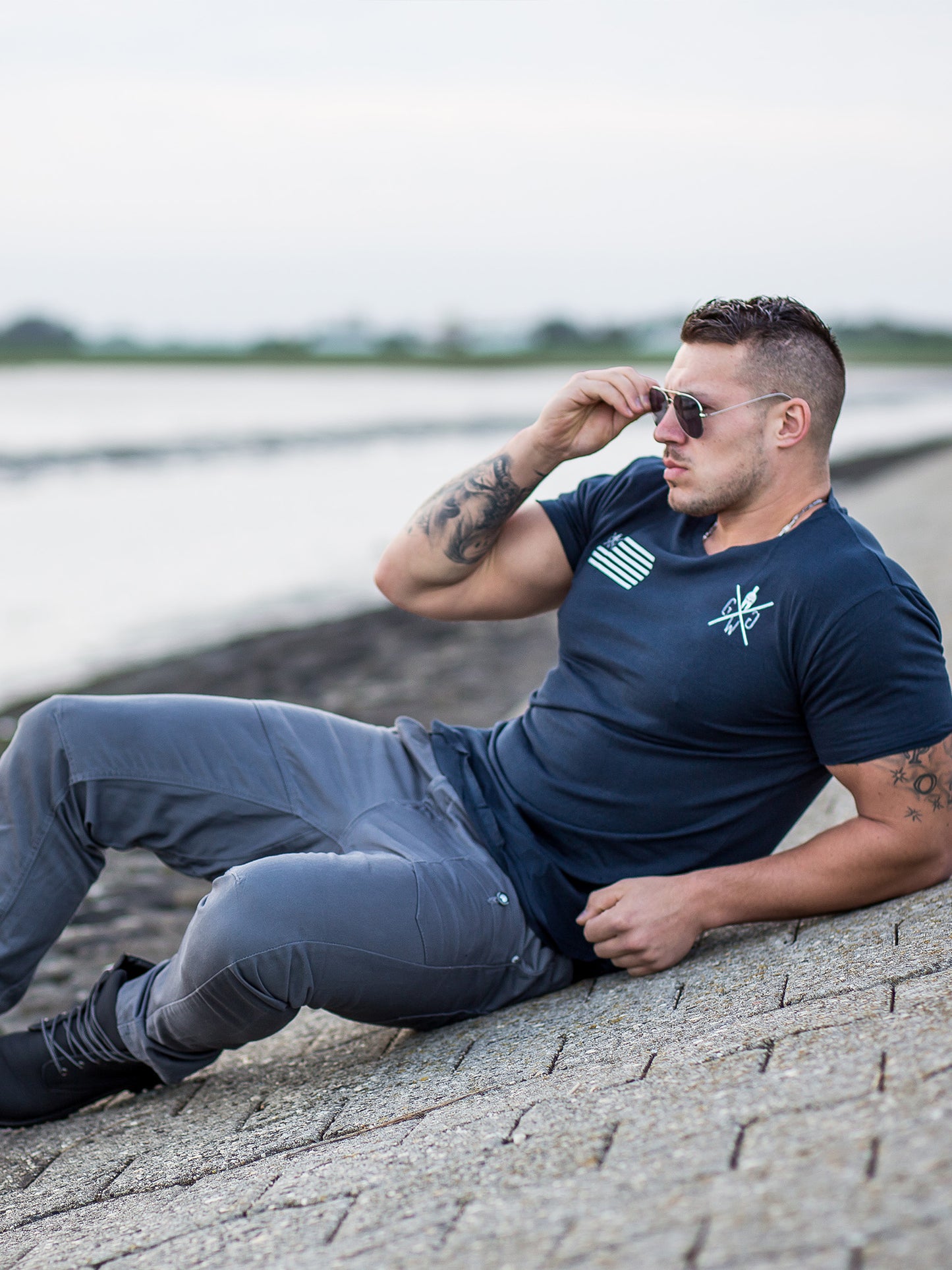 Gym T-Shirt Warrior - Navy Blau