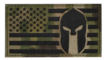 Spartaner Helm und US Flag Patch mit Klettverschluss Camo