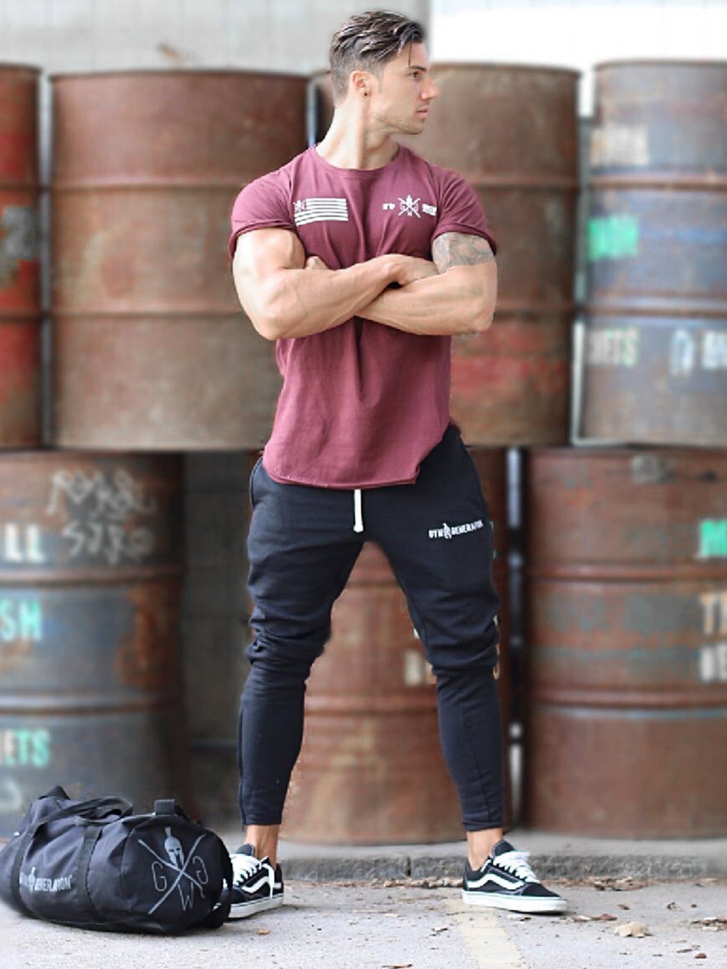 Gym T-Shirt "Fighter" - Burgundy