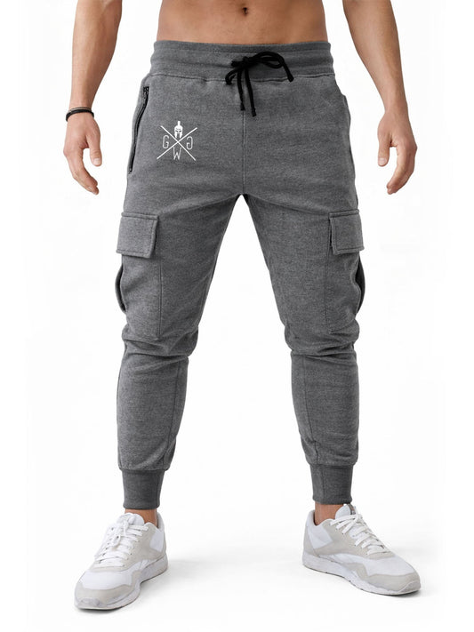Cargohose Maverick in Dunkelgrau mit gekreuztem Spartaner-Logo und schwarzer Kordel