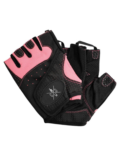 Fingerlose Handschuhe fürs Fitnessstudio für Damen in Schwarz-Pink