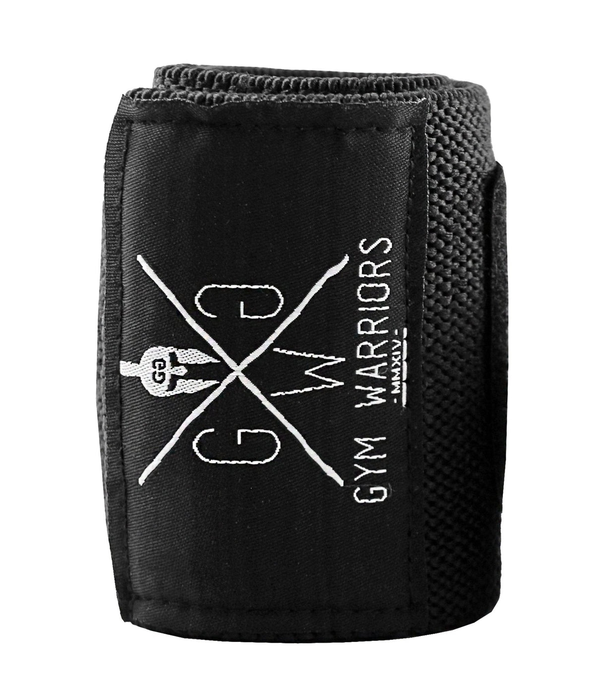 Weißes Gym Warriors Logo auf der Handgelenkbandage