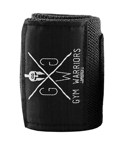 Weißes Gym Warriors Logo auf der Handgelenkbandage