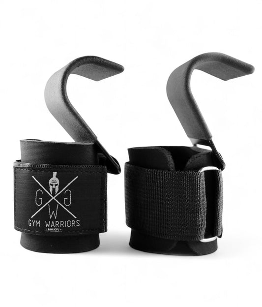 Zughilfen mit Haken im Set, schwarz mit Stahlhaken und Manschette