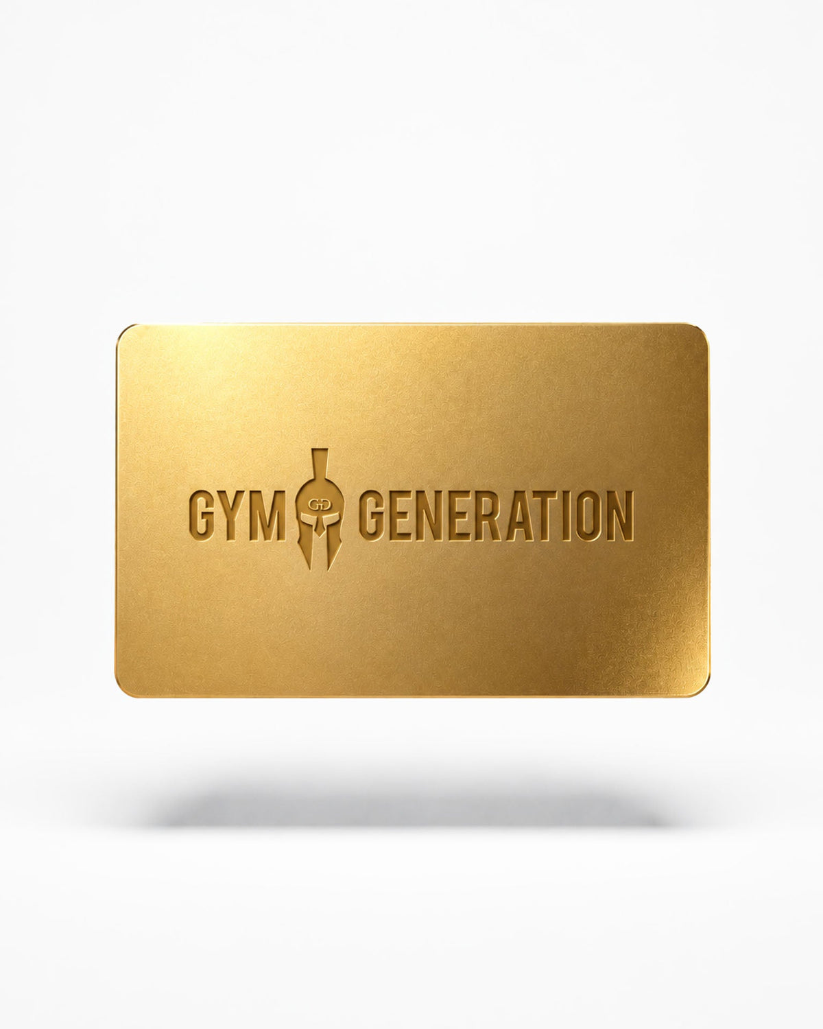 Digitaler Geschenkgutschein von Gym Generation – goldene Karte mit geprägtem Logo