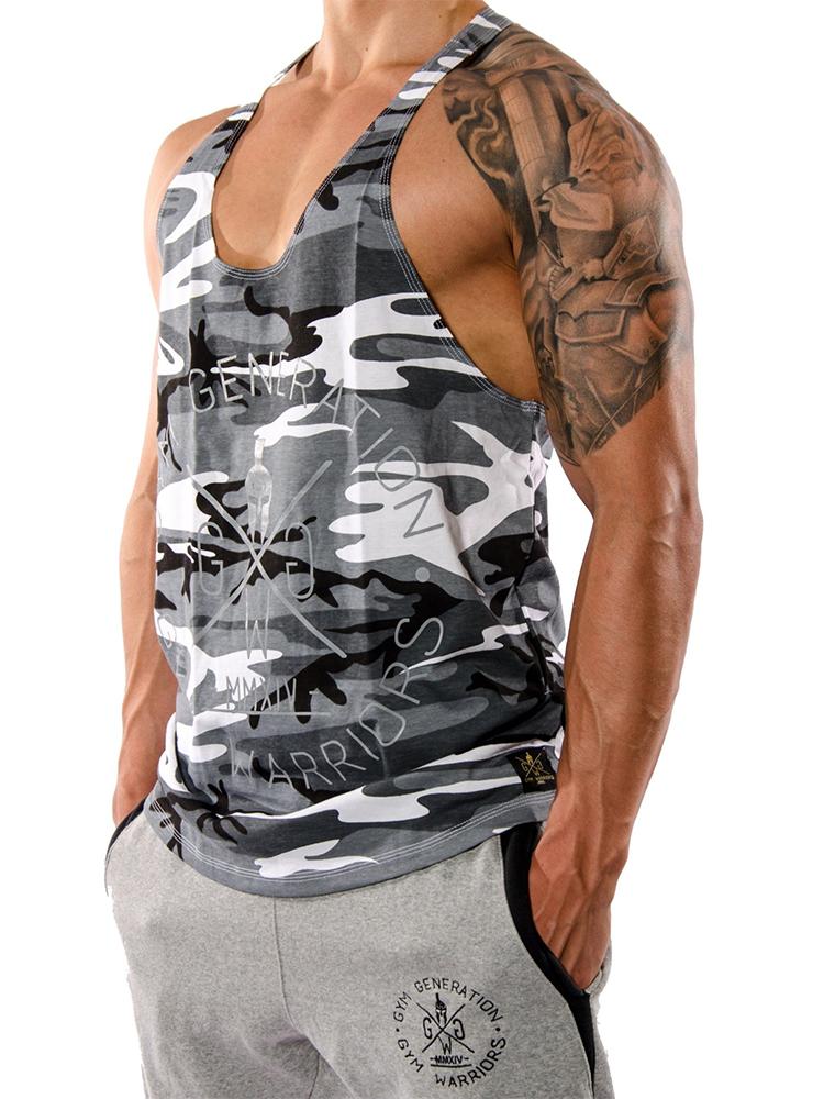 Graues Camo Muskelshirt für Herren in der Seitenansicht