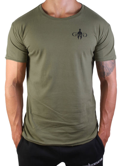 Olivgrünes Gym T-Shirt Legacy mit kleinem schwarzem Brustlogo