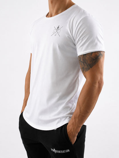 Weißes Gym Shirt für Herren aus Baumwolle, Seitenansicht