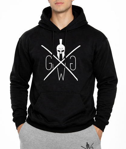 Schwarzer Fitness Hoodie mit Logo auf der Brust