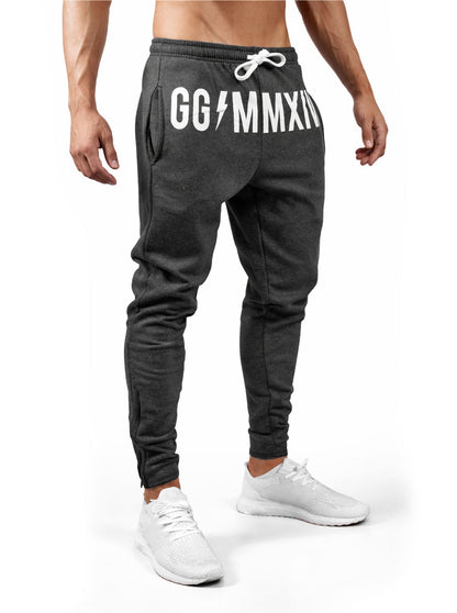Dunkelgraue Gym Hose mit schmaler Passform, Seitenansicht