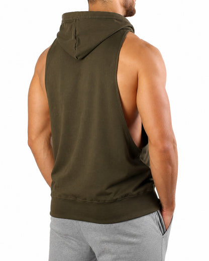 Olives Tank Top mit Kapuze in schräger Rückenansicht