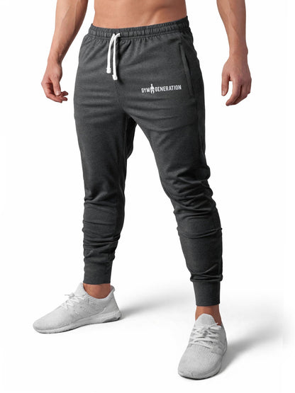 Gym-Sporthose für Herren in Dunkelgrau, seitlich mit schmal zulaufendem Bein