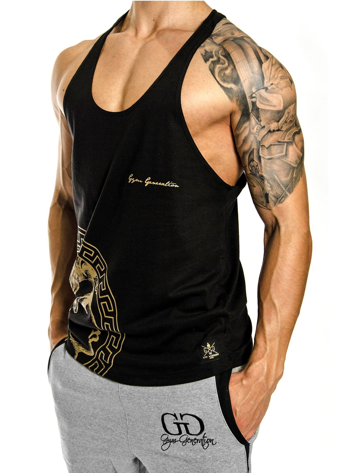 Bodybuilding Tank Top für Herren in Schwarz, Seitenansicht