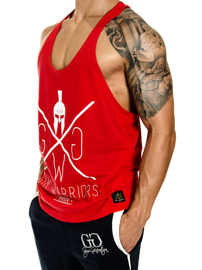 Rotes Stringer Tank Top in der Seitenansicht