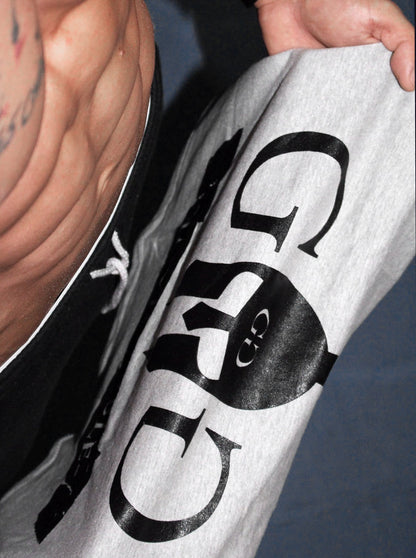 Spartanerhelm-Print mit Invincible-Banner im Detail