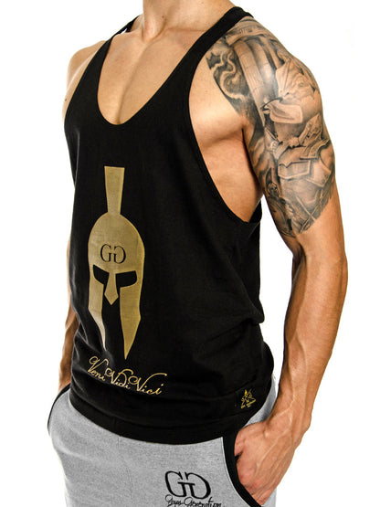 Muskelshirt für Herren mit Goldprint in der Seitenansicht