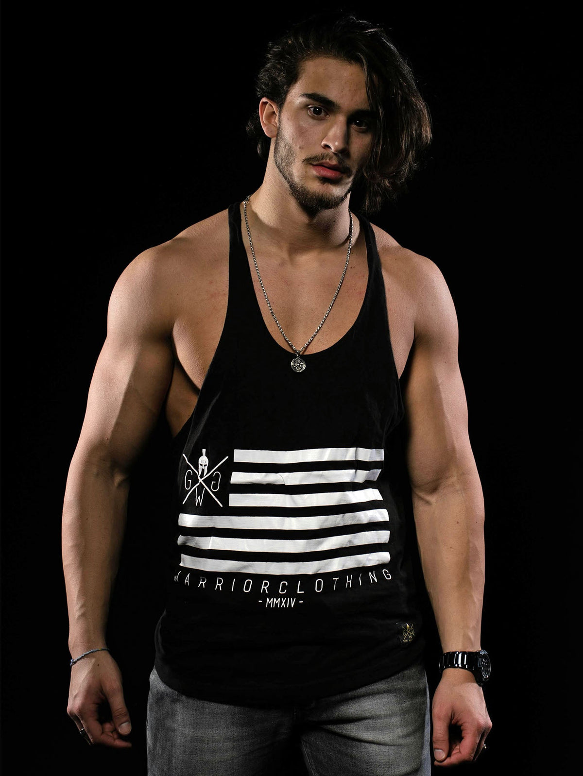 Bodybuilding Tank Top in Schwarz mit Warriorclothing-Schriftzug