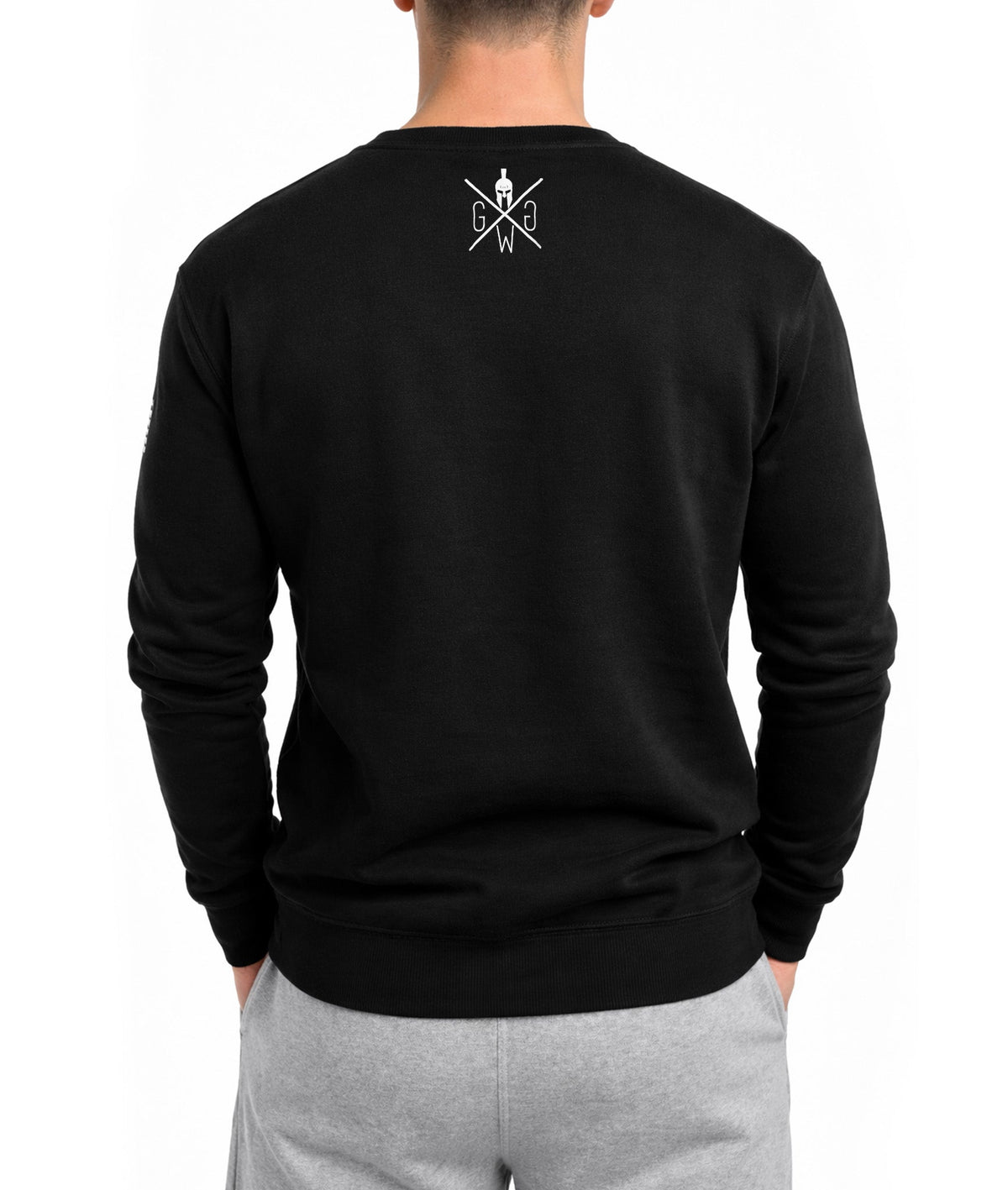 Rückansicht des Sweatshirts mit Rundhalsausschnitt
