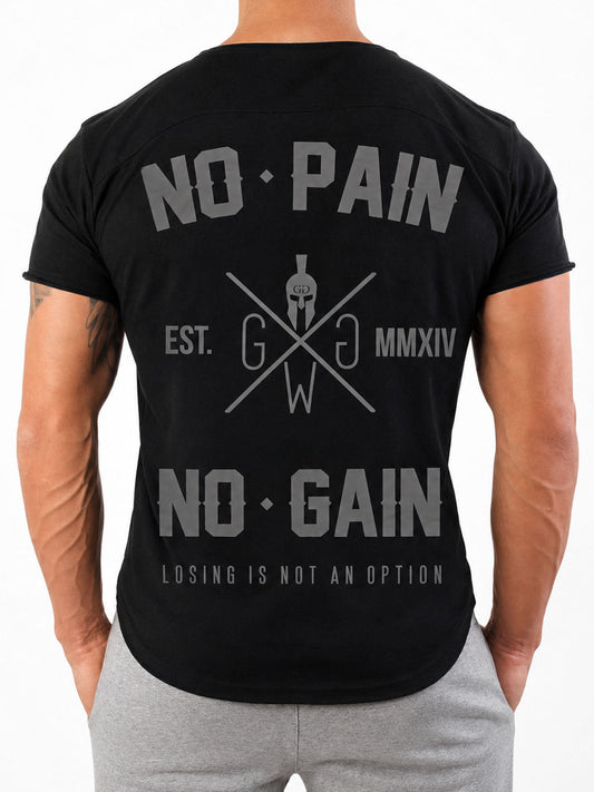 No Pain No Gain T-Shirt in Schwarz mit Rückenprint