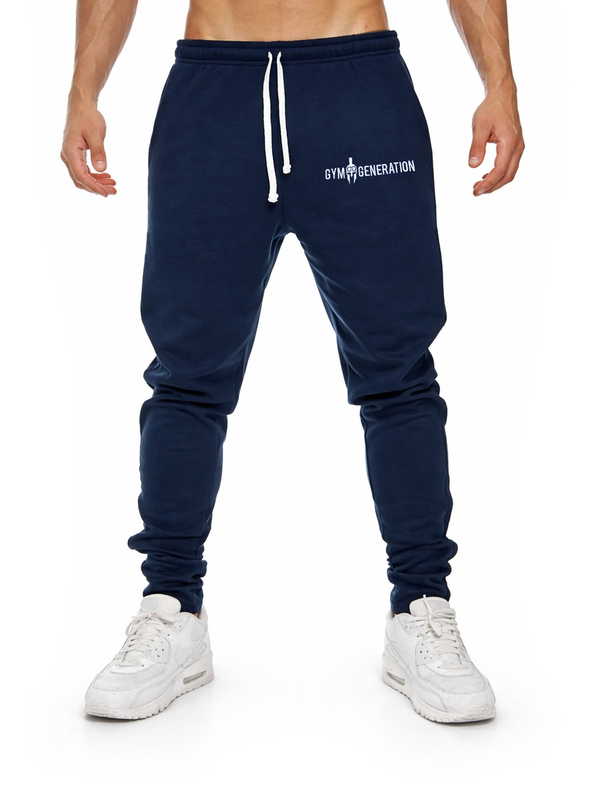 Navyblaue Trainingshose Classic für Herren, Vorderansicht mit gesticktem Logo
