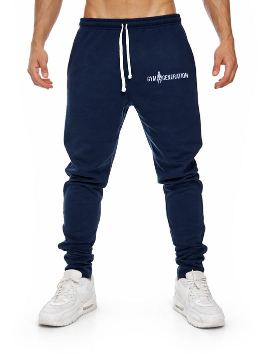 Navyblaue Trainingshose Classic für Herren, Vorderansicht mit gesticktem Logo