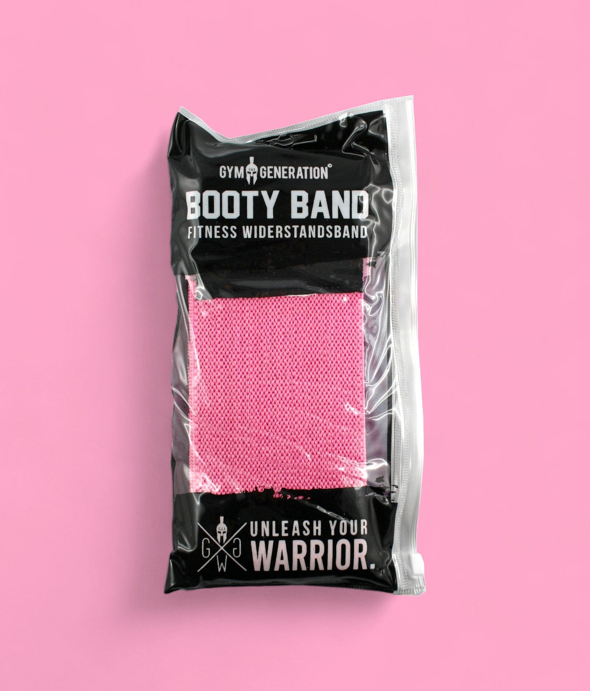 Fitness Widerstandsband in Pink in der bedruckten Verpackung